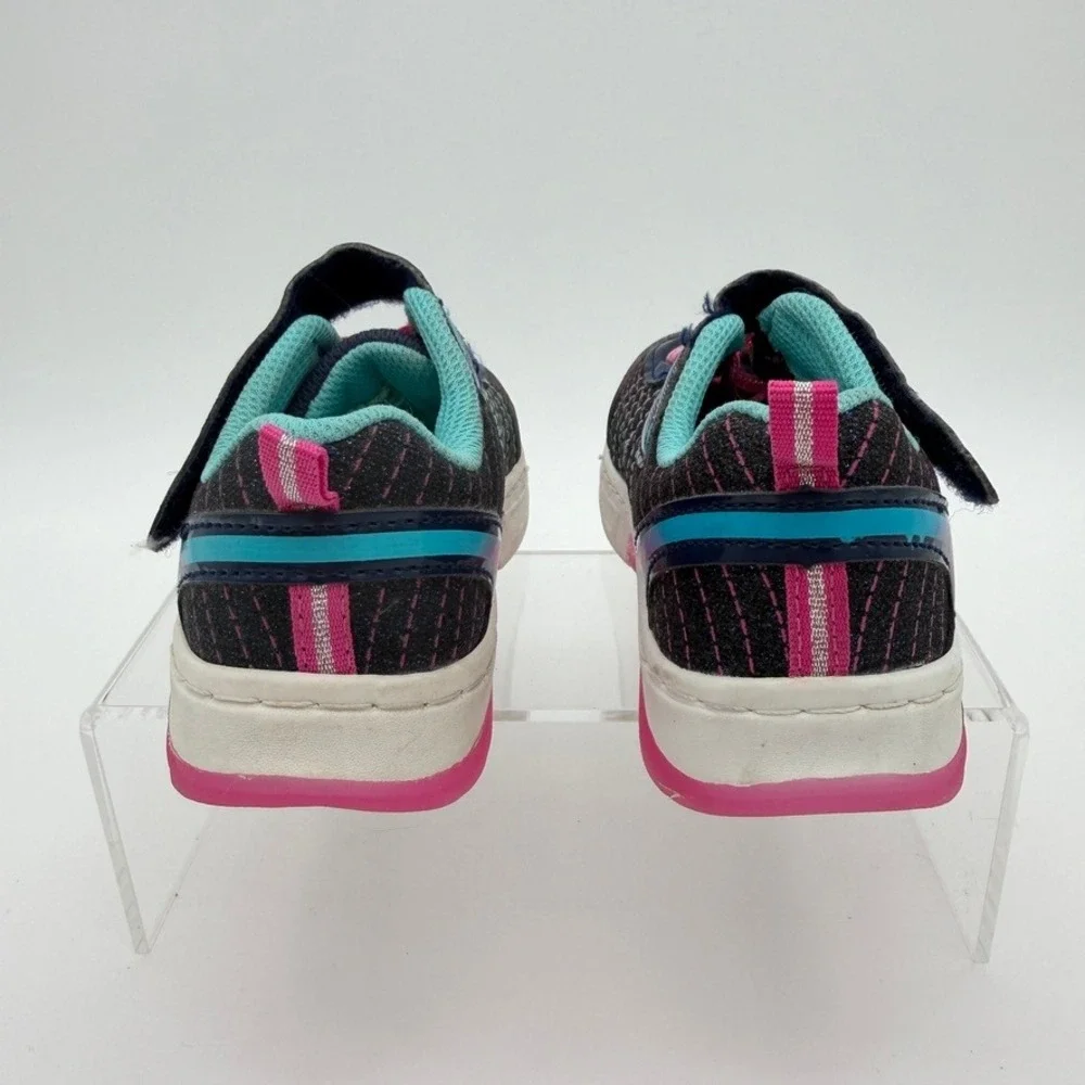 Athletic Works Toddler Size 10 Sneakers Navy Pink Teal Hook Loop